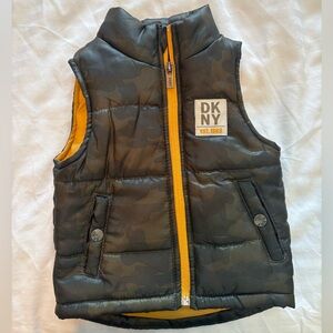 DKNY Yellow and Black Puffer Vest